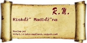 Riskó Madléna névjegykártya